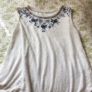 White Embroidered Tank